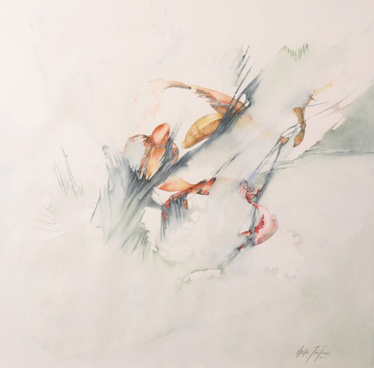 Temple Garden Pond, watercolor on paper by Anita Tortorici