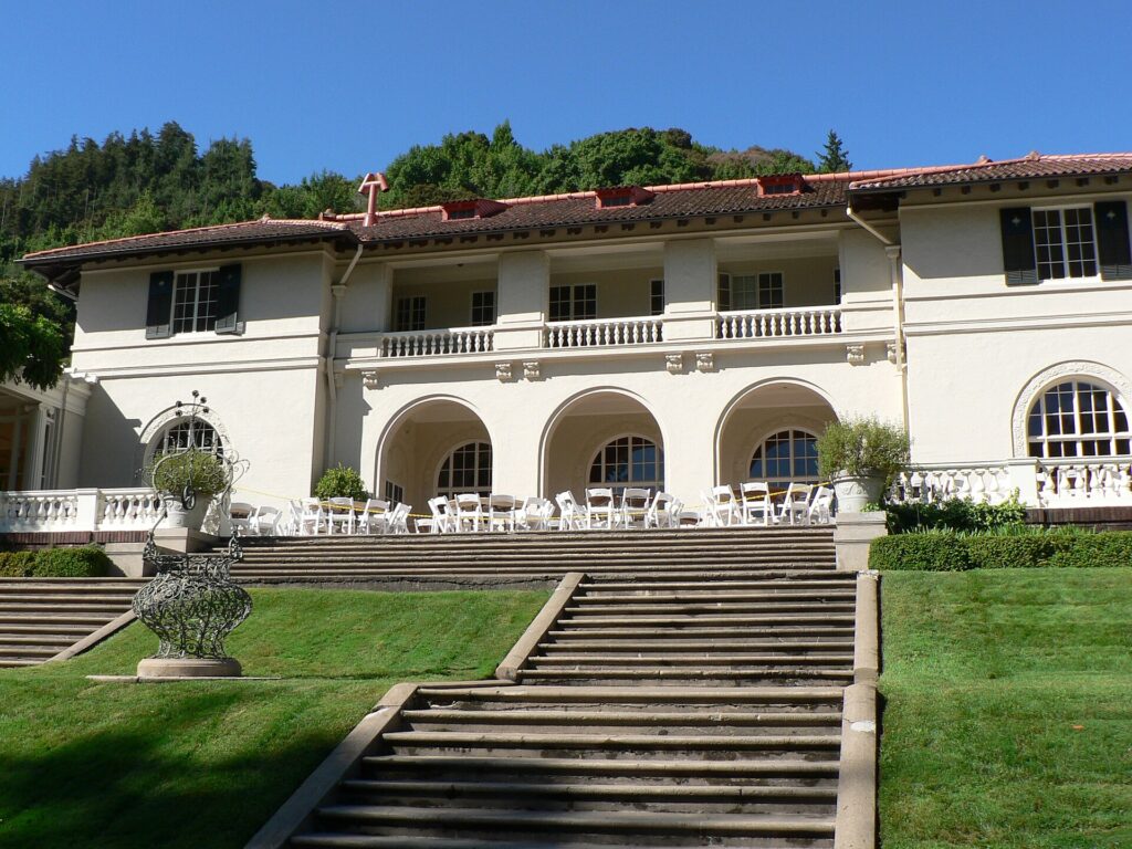 Villa Montalvo in Saratoga, California: a Mediterranean villa above a broad stone stair